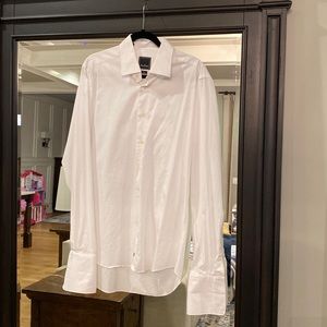 David Donahue Trim Fit French Cuff Dress Shirt